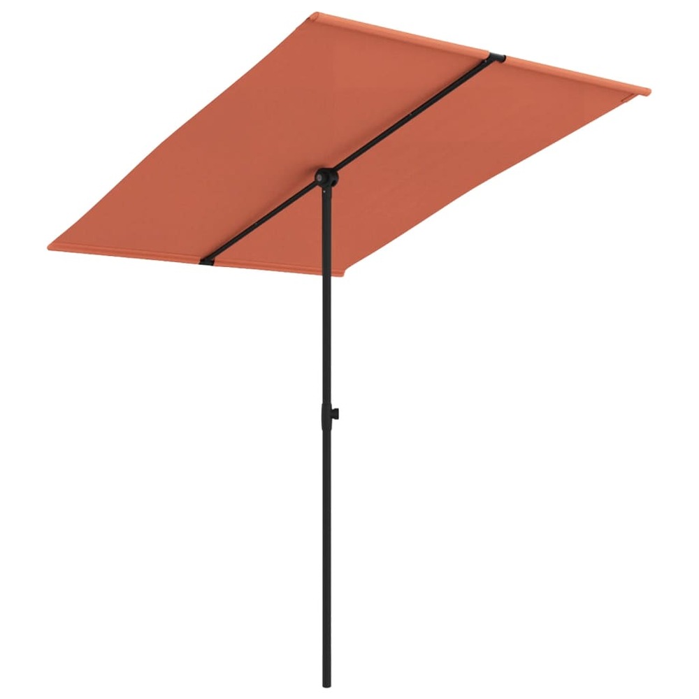 Parasol d'extérieur avec mât en aluminium 2 x 1,5 m terre cuite