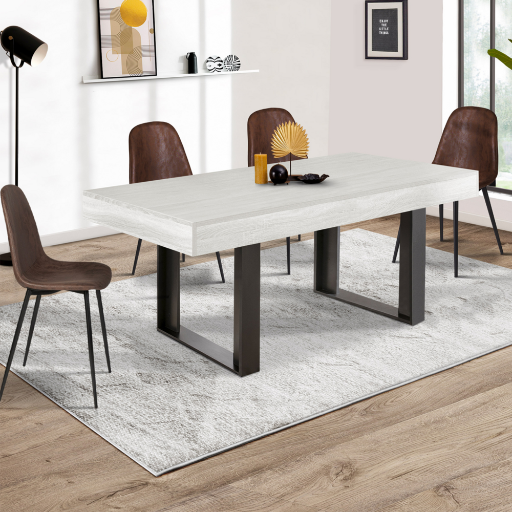 Table à manger rectangle phoenix 6 personnes bois gris 160 cm