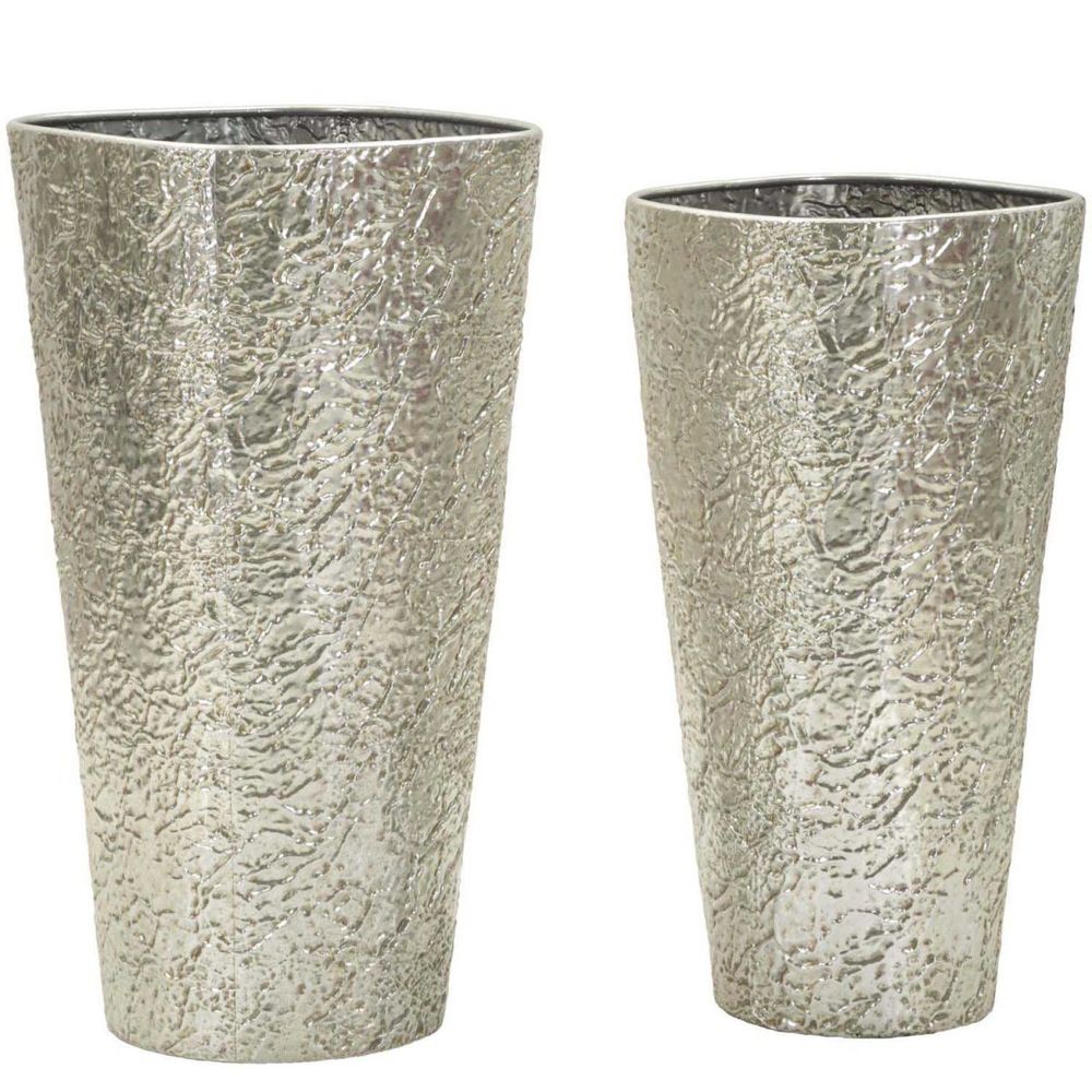 Set de 2 pots de fleur en métal argenté argelux