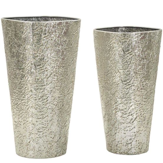 Set de 2 pots de fleur en métal argenté argelux