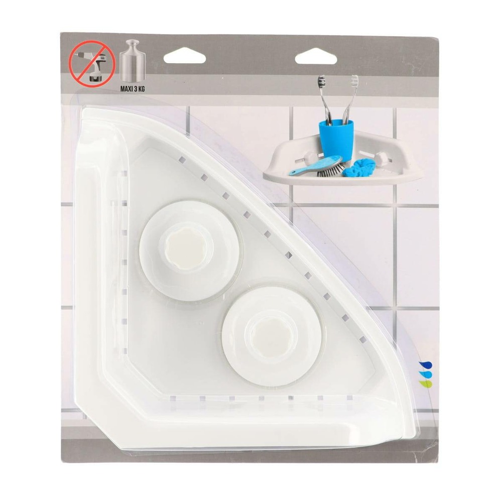Etagere d'angle pp sur ventouses - blanc