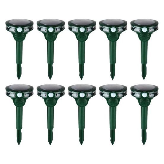 Lot de 10 répulsifs solaires à ultrasons et flash, portée 8 m