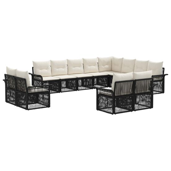 Ensemble de canapé de jardin 12 pc noir et blanc crème