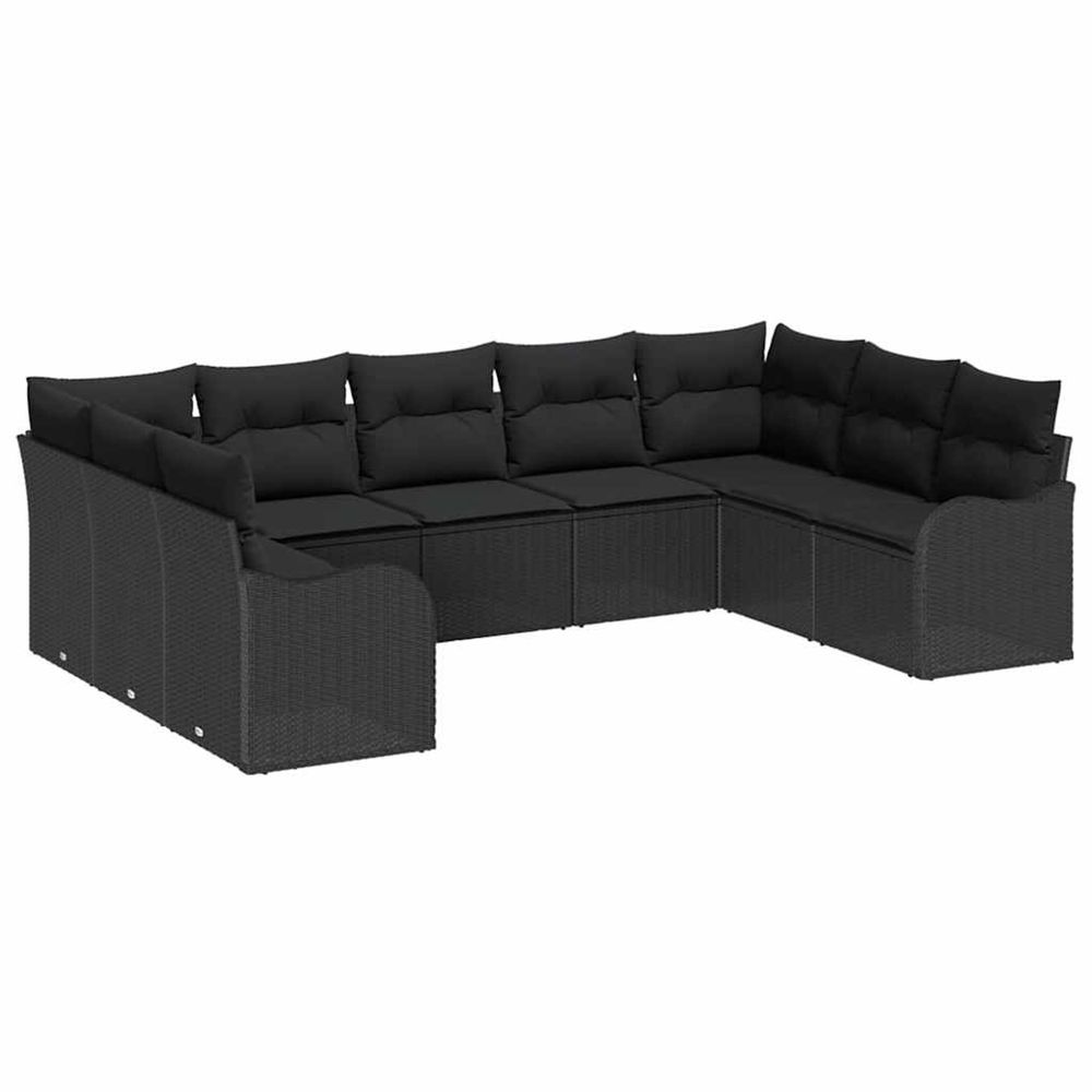 Ensemble de canapé de jardin 9 pc noir polyrotin