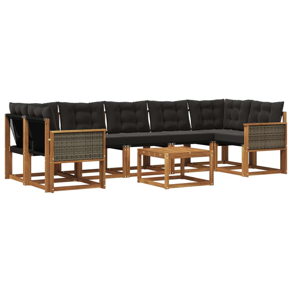 Ensemble de canapés d'extérieur 8 pc naturel et noir