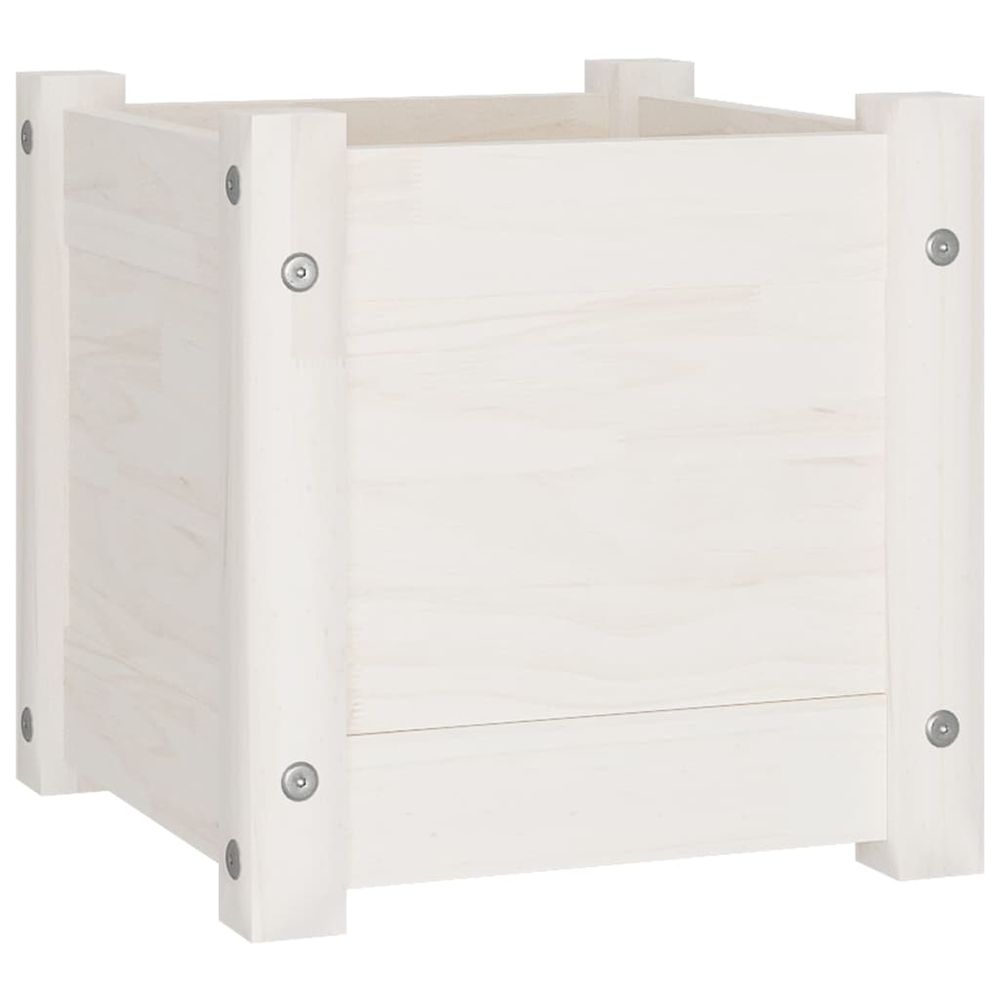 Jardinière d'extérieur blanc 31x31x31 cm bois de pin massif
