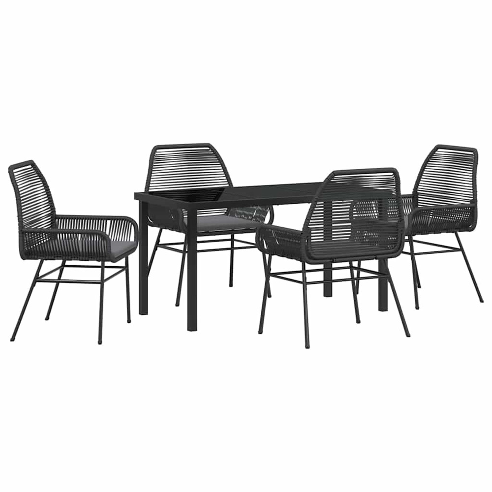 Ensemble de salle à manger pour jardin 5 pcs noir polyrotin