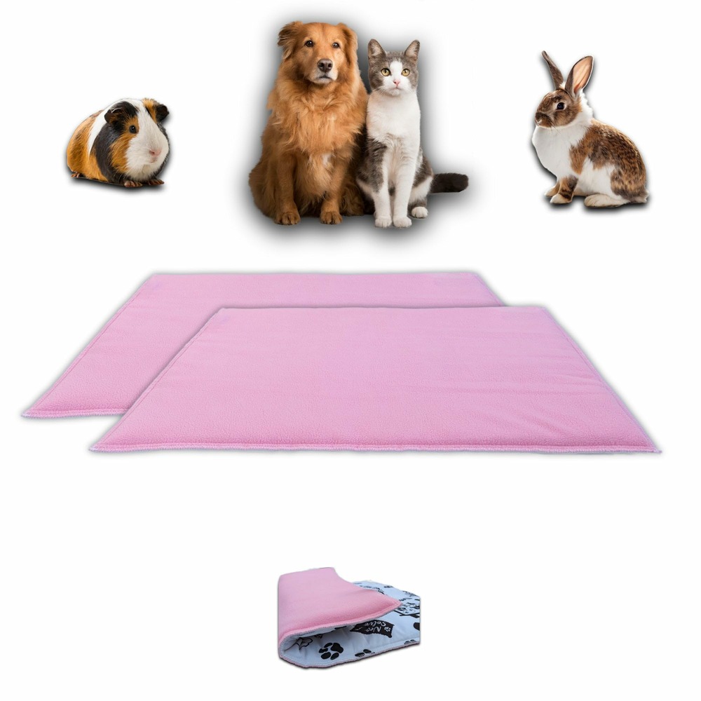 Lot de 2 - tapis pour cochon d'inde et lapin en polaire 60 x 50 cm - polaire absorbant, lavable en machine, economique
