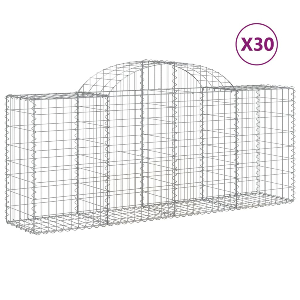 Paniers à gabions arqués 30 pcs 200x50x80/100 cm fer galvanisé
