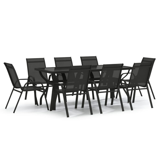 Ensemble à manger de jardin 9 pcs noir