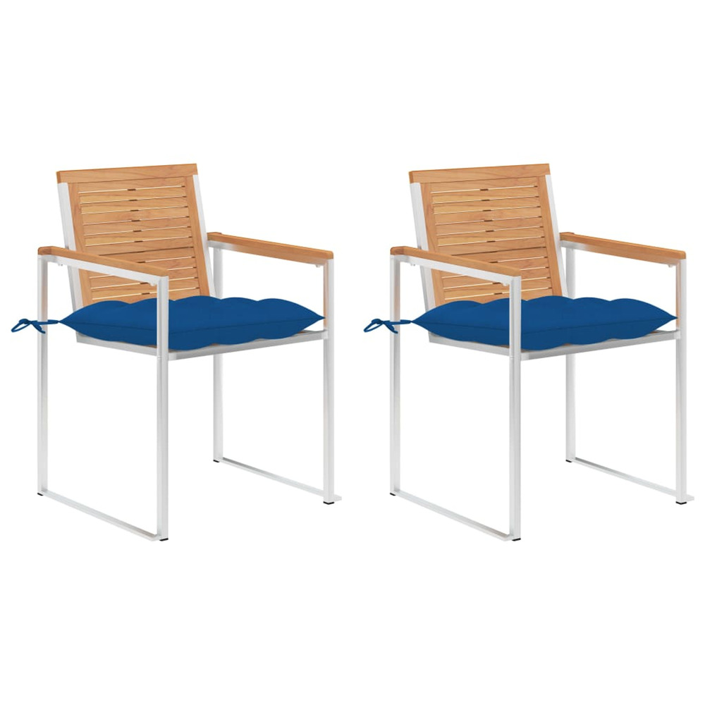 Chaises de jardin avec coussins lot de 2 teck solide et acier