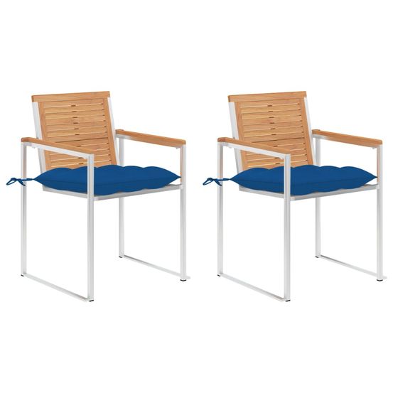 Chaises de jardin avec coussins lot de 2 teck solide et acier