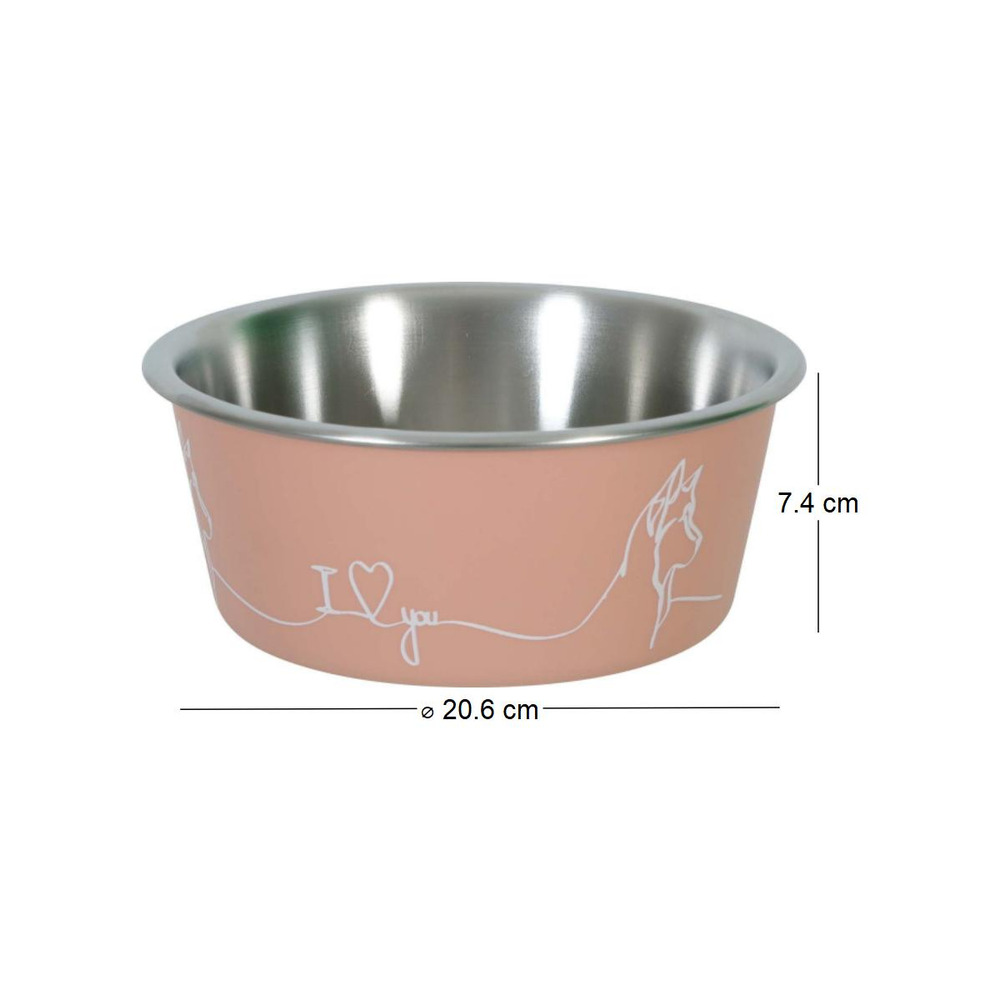 Ecuelle antidérapante rose pour chiens love dog 1700 ml