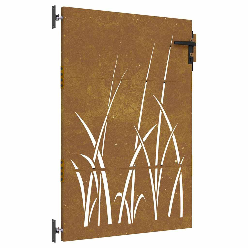 Portail de jardin 85x125 cm acier corten conception d'herbe