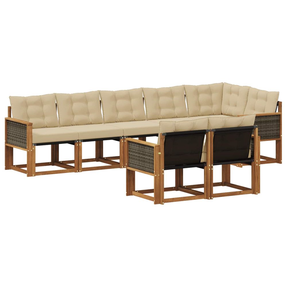 Ensemble de canapés d'extérieur 8 pc naturel et beige
