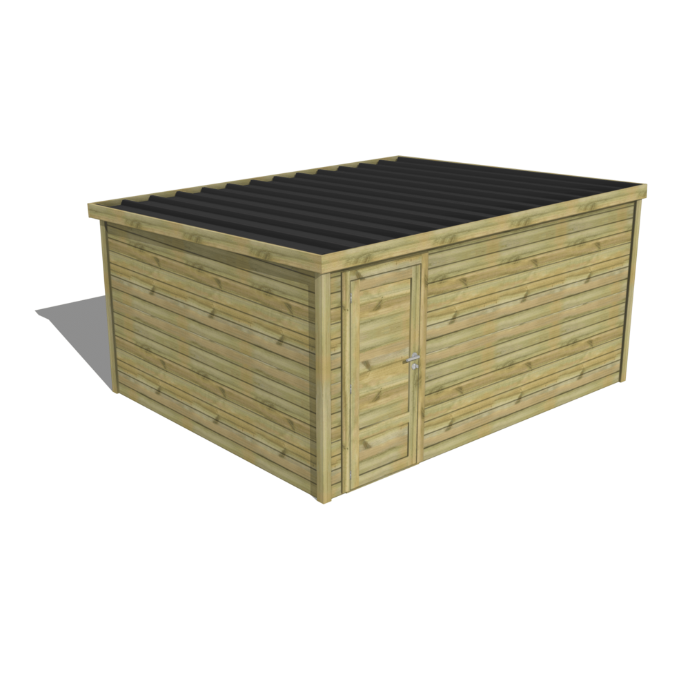 Abri de jardin bois pin traité autoclave 27mm - essentiel - 4,34x3,44m / 15m2 - bac acier - abri français