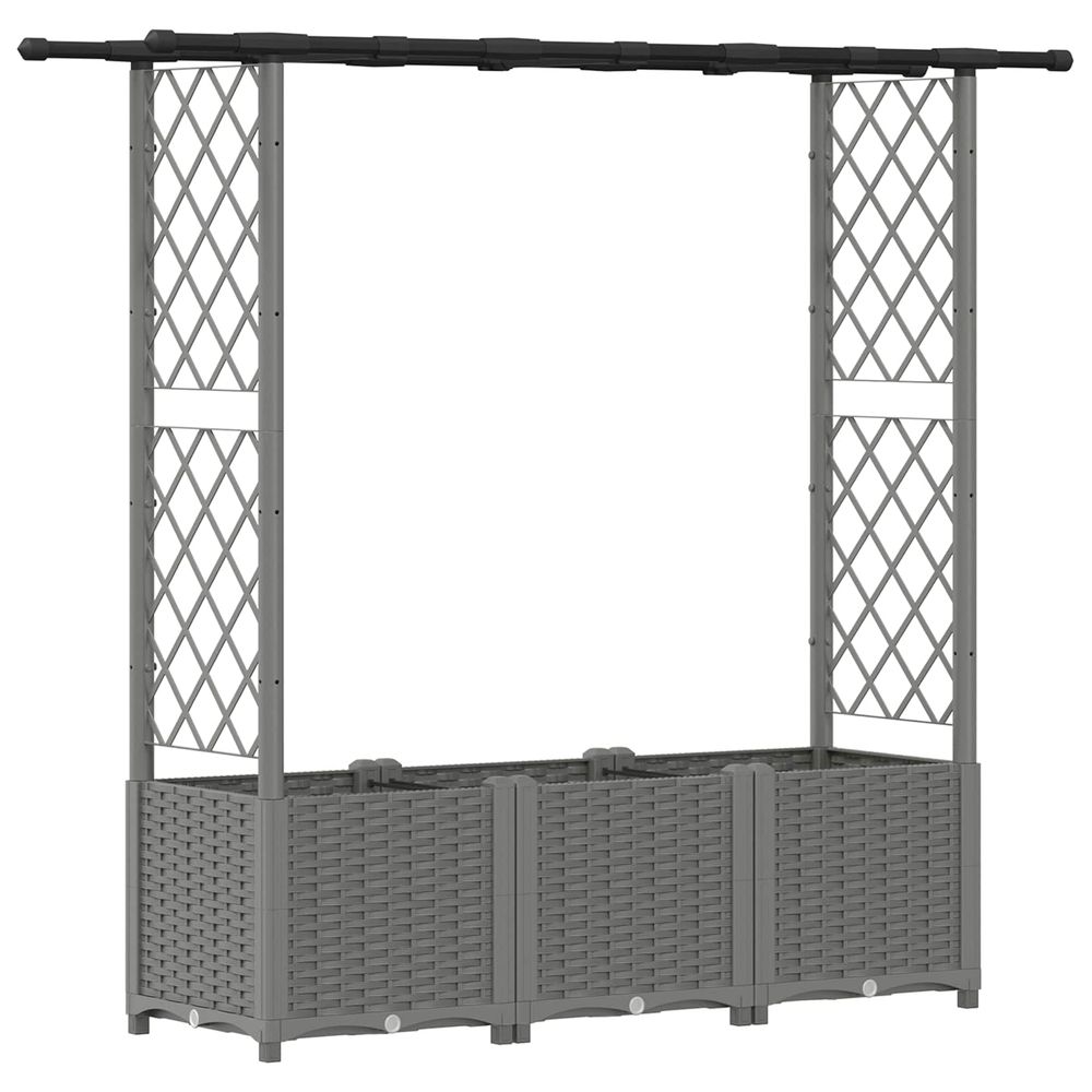 Lit élevé avec treillis et toit gris clair 162,5 x 40 x 136 cm