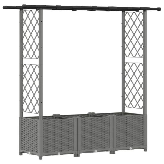 Lit élevé avec treillis et toit gris clair 162,5 x 40 x 136 cm