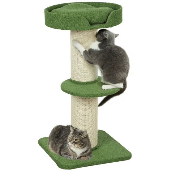 Arbre à chat bois laine pour grands chats poteaux extra larges 91cm vert