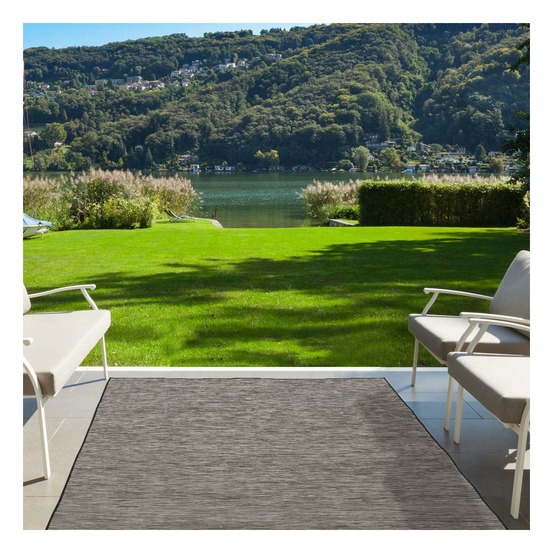 Tapis extérieur 160x220 tissé kilim gris foncé chinaio