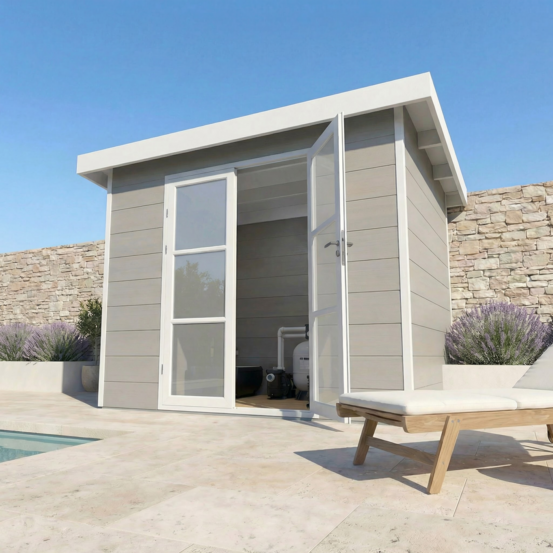 Abri de jardin composite alma - 5m2 - gris clair - cabane de jardin