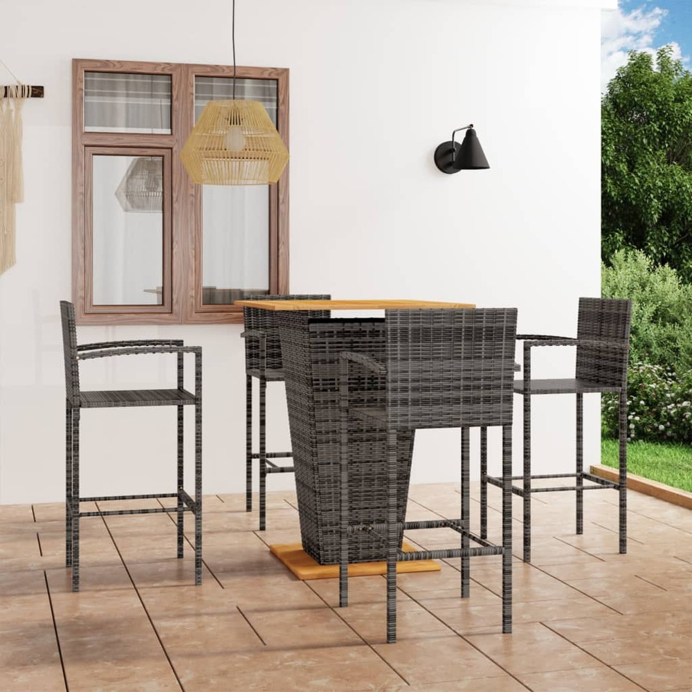 Ensemble de bar de jardin 5 pcs gris