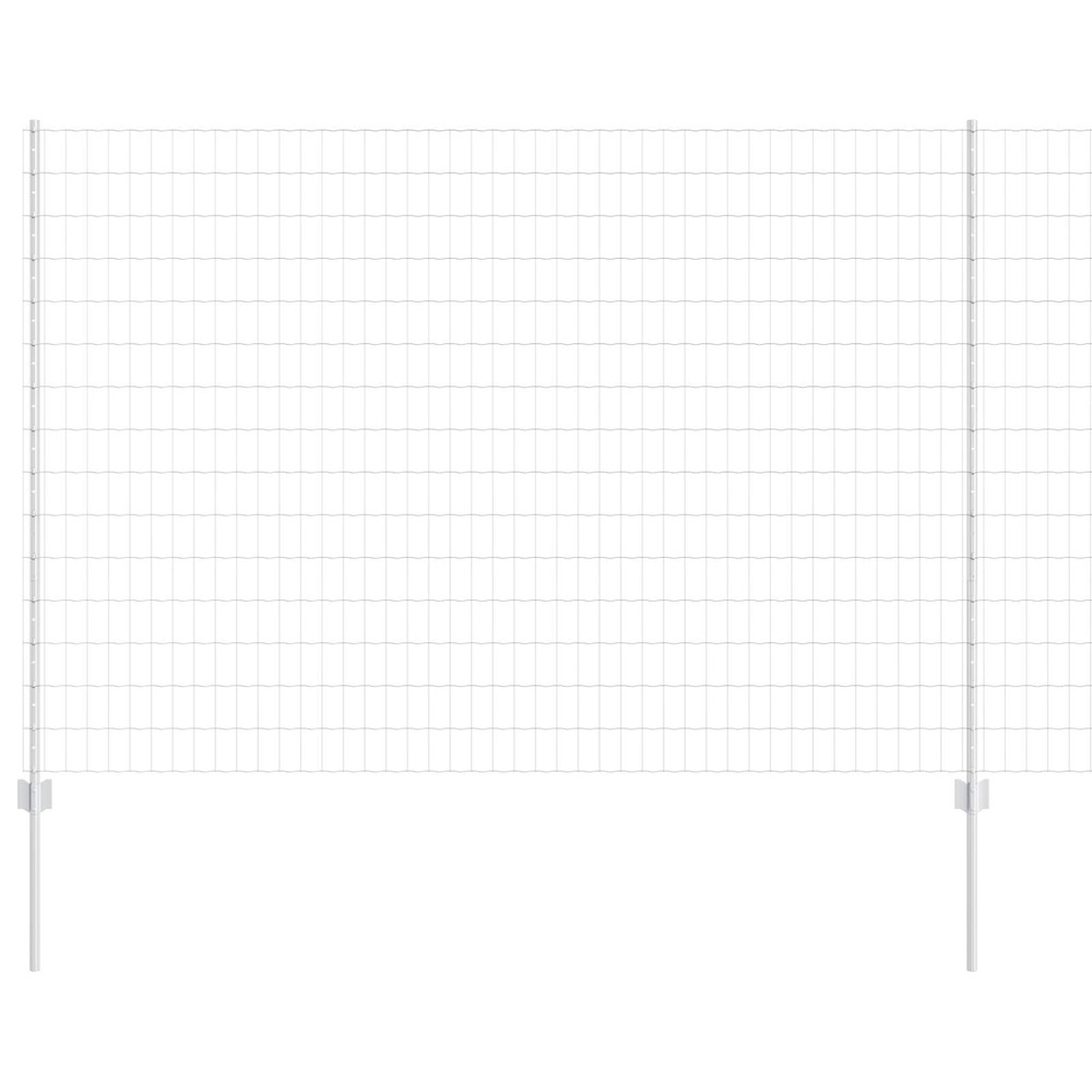 Clôture avec poteau argenté 1,5 x 10 m acier