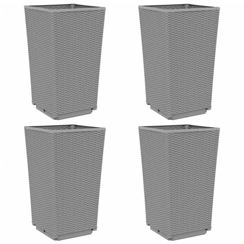 Jardinières 4 pcs gris clair 32,5x32,5x57 cm polypropylène