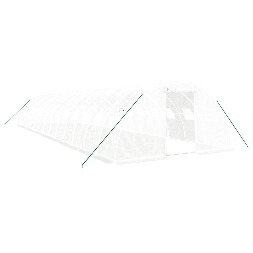Serre avec cadre en acier blanc 56 m² 14x4x2 m