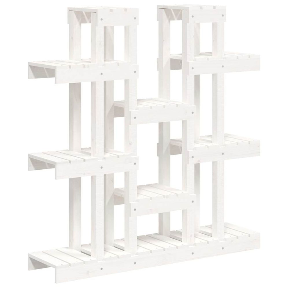 Support à plantes blanc 104,5x25x109,5 cm bois massif de pin