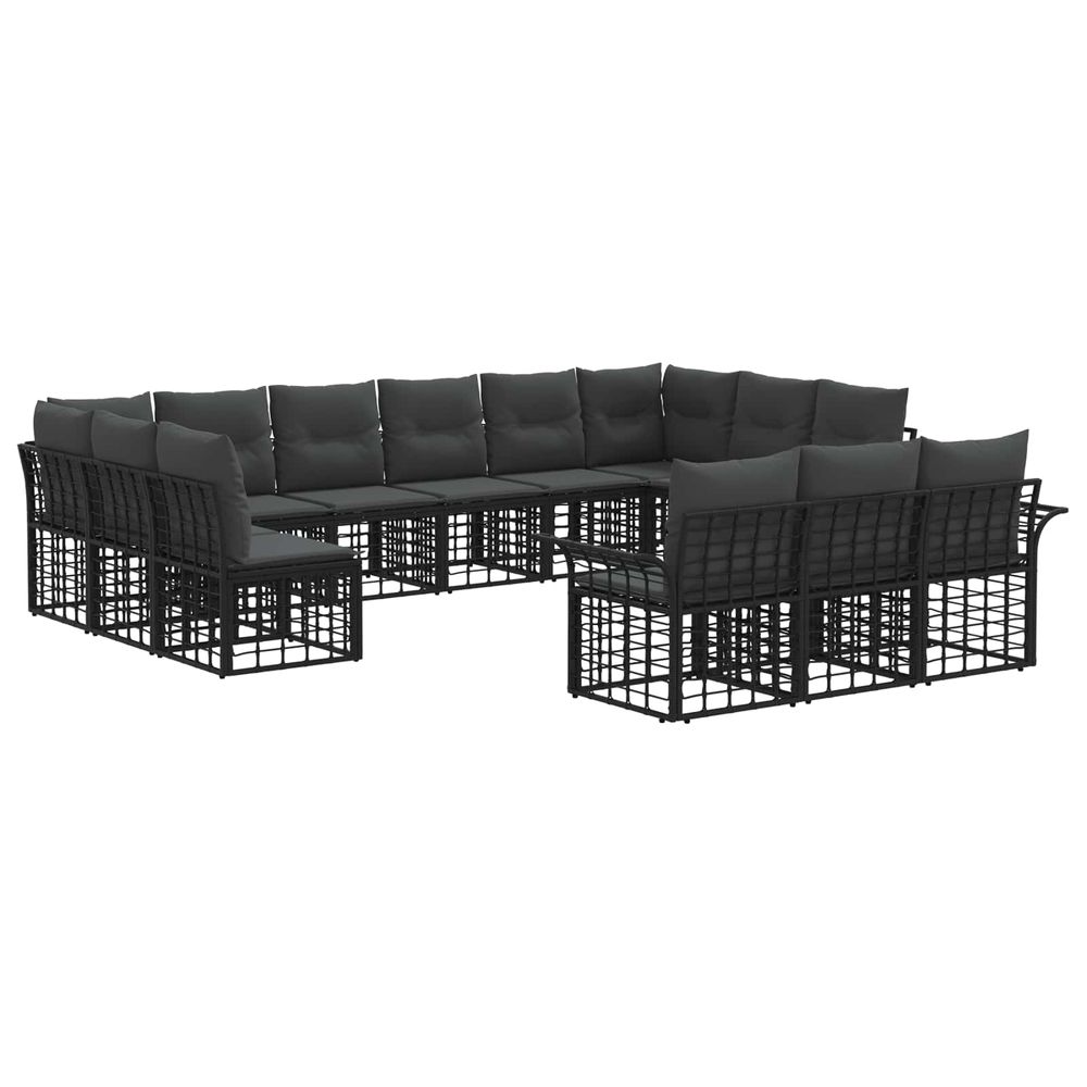 Ensemble de canapés d'extérieur 13 pc noir et gris foncé