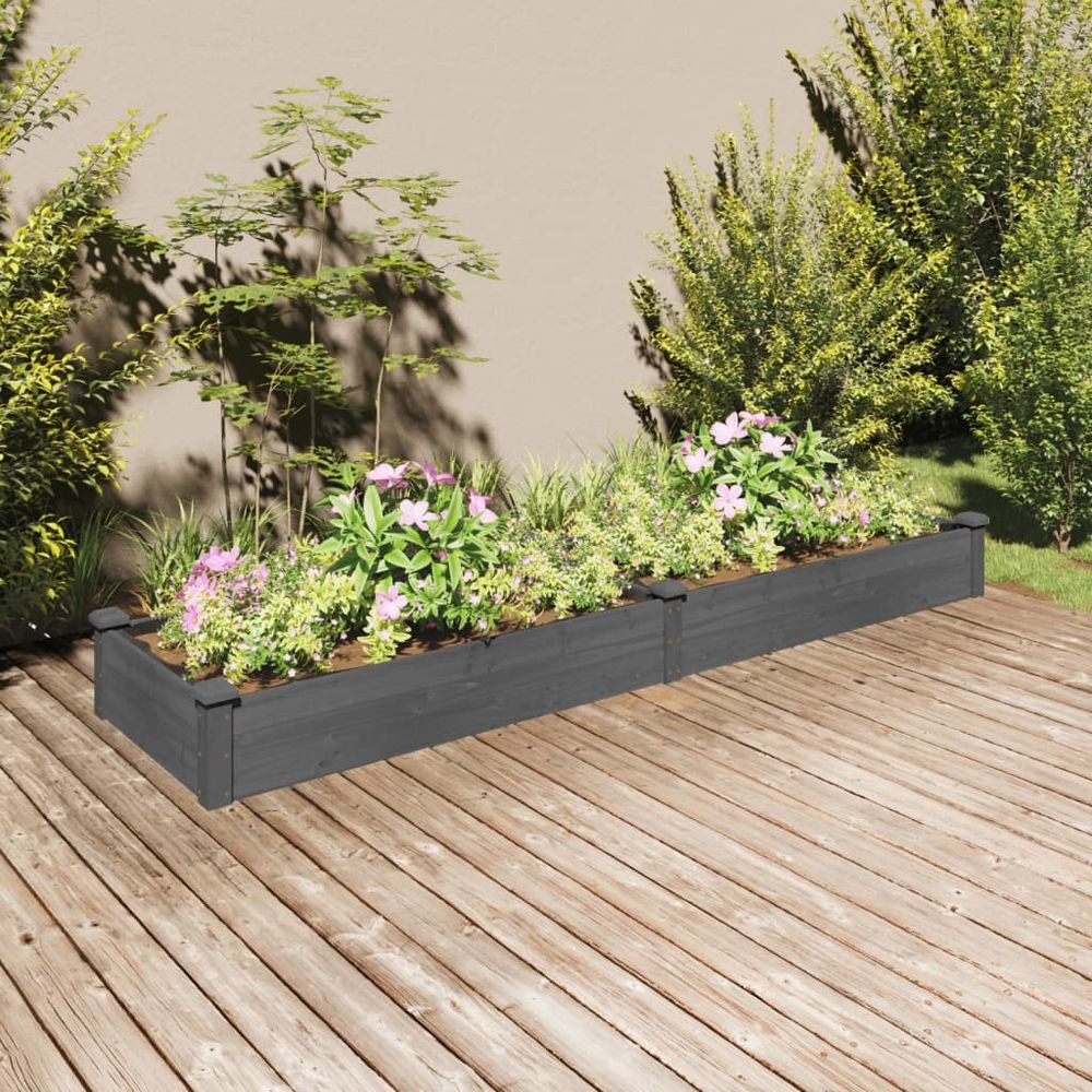 Carré potager large en bois de sapin avec doublure jardin gris 240x60 cm