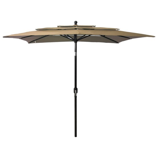 Parasol de jardin à 3 niveaux avec mât en aluminium taupe