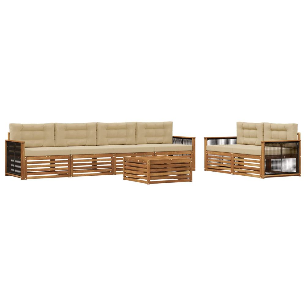 Ensemble de canapés d'extérieur 7 pcs naturel et beige
