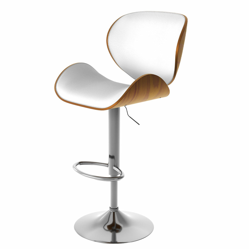 Baudoin-chaise de bar réglable 63/84 cm en cuir synthétique blanc