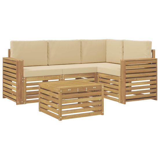 Ensemble de canapés d'extérieur 5 pc blanc et beige polyester