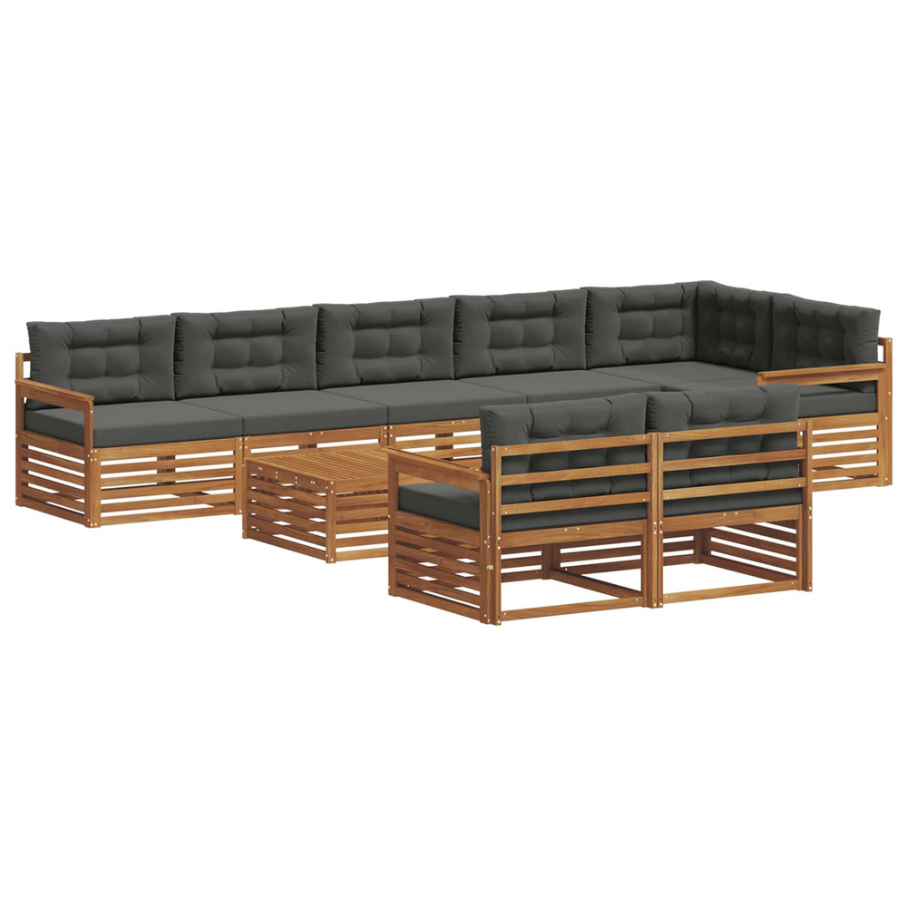 Ensemble de canapés d'extérieur 9 pcs naturel et anthracite