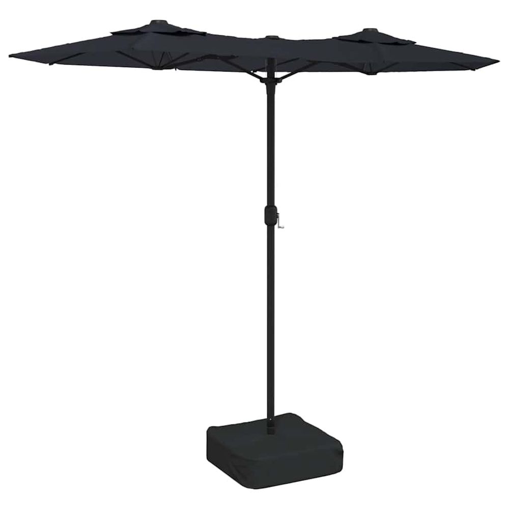 Parasol de jardin à double tête avec led noir 316x145 cm