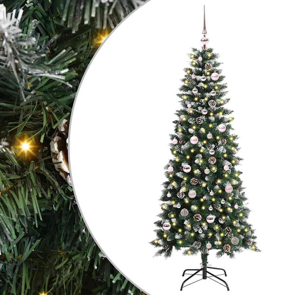 Sapin de noël artificiel vert 150 cm pvc, plastique et acier
