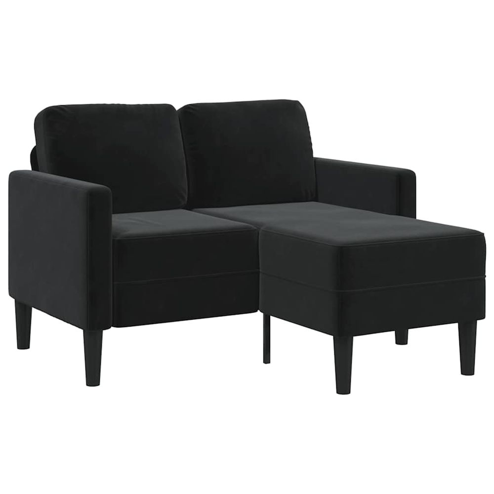 Canapé 2 places avec méridienne en l noir 125 cm velours
