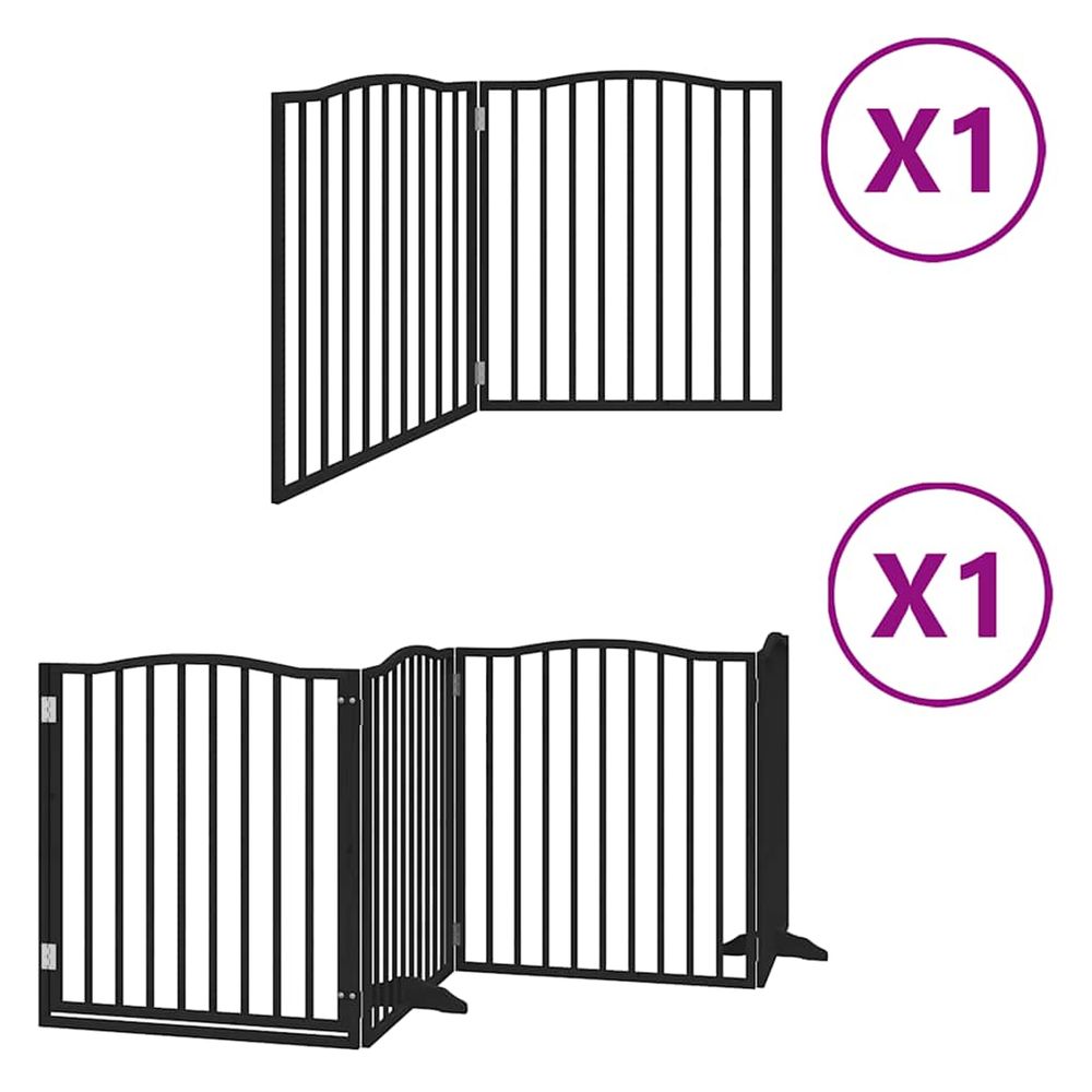 Barrière pour chien porte pliable 6 panneaux noir bois peuplier