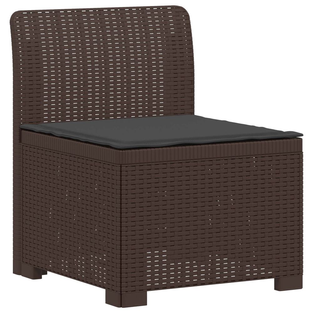 Canapé de jardin 1 place avec coussin look rotin pp marron