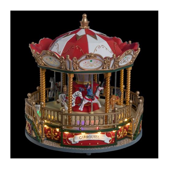 Manège de noël carrousel lumineux, animé et musical