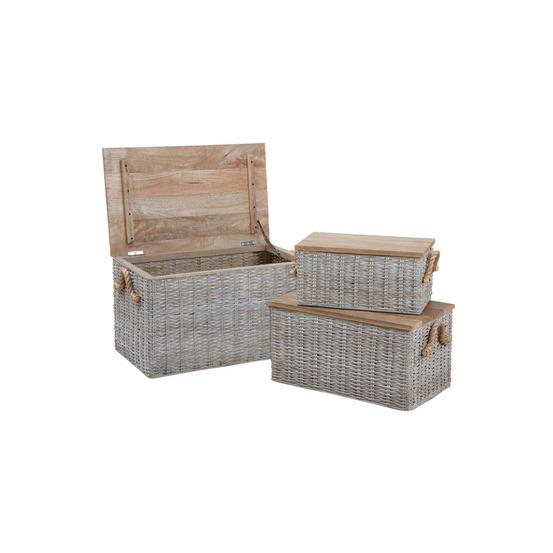 Coffre en poelet blanchi (lot de 3)