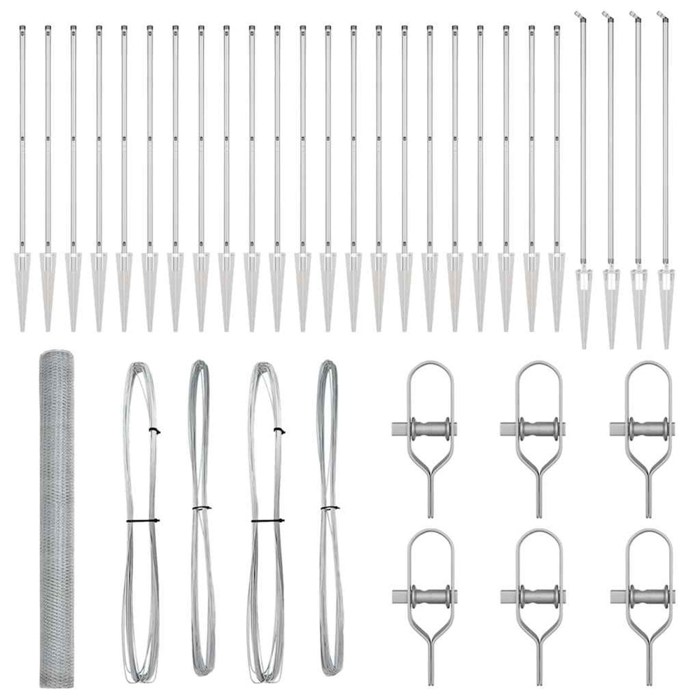 Poteau de clôture. Argenté 50 x 1,5 m (maille de 13 mm) acier