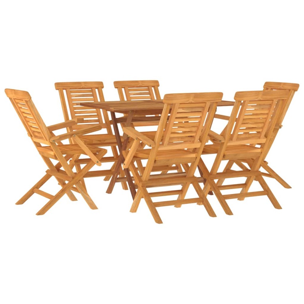 Ensemble à dîner salon de jardin meuble d'extérieur 7 pièces bois de teck solide
