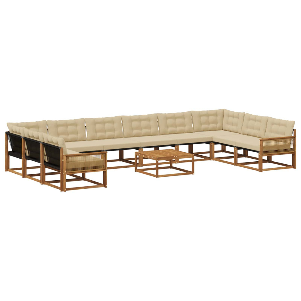 Ensemble de canapés d'extérieur 11 pcs naturel et beige