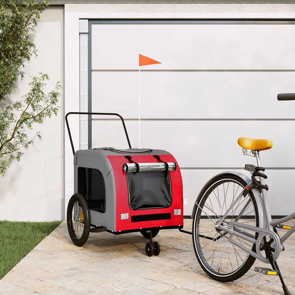 Remorque vélo grand chien cadre acier transport spacieux et sécurisé rouge