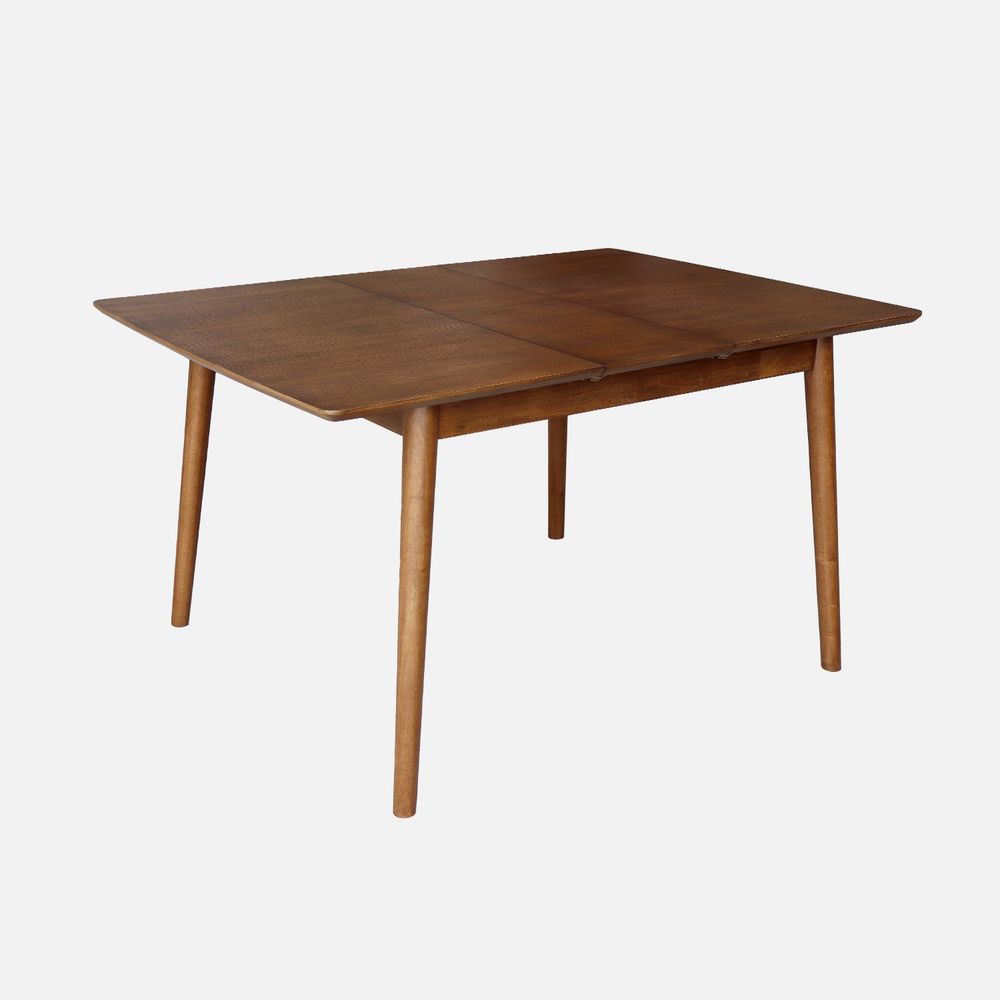 Table à manger rectangulaire extensible bois d'hévéa et placage chêne 4-6 places - 110/140 x 100 x 75 cm - lina