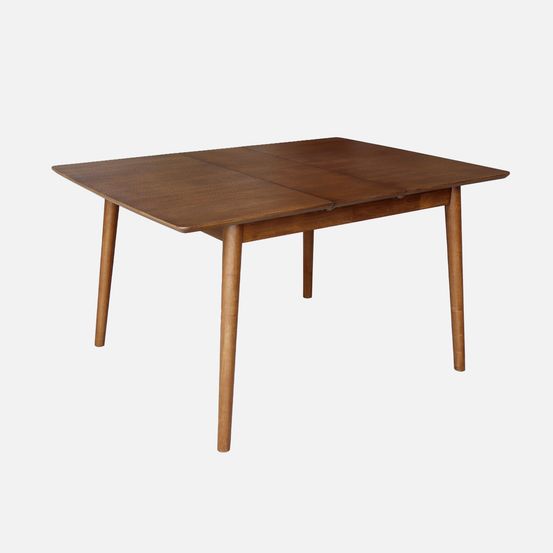 Table à manger rectangulaire extensible bois d'hévéa et placage chêne 4-6 places - 110/140 x 100 x 75 cm - lina